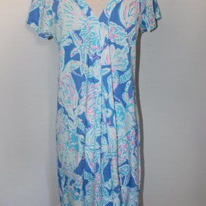 NWT Lilly Pulitzer Blue Haven Amina Cap Sleeve Dress Pop Up Into the Deep L